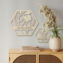 Decoración en madera álamo - Flores en hexágono - Wildflower