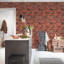 mursten tapet rød orange - loft tapet industriel - fleece tapet mursten væg moderne