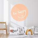 Vinilo decorativo Be happy color melocotón - Redondo