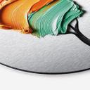 Billede med sølveffekt Træ med orange og grøn 3D-krone - Mielu - rund – print på aluminium