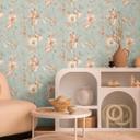 COSMOPOLITAN Vintage tapet akvarelblomster abrikosblå - Ikke-vævet tapet pastel