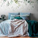 Leaves Green White - non-woven tapet med akvarelmotiv til stue og soveværelse