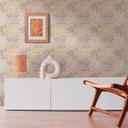 Papel pintado no tejido con motivo floral beige dorado - papel pintado con gramíneas