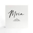Holzbild zum Hinstellen - Moin mit Boot - 15x15 cm