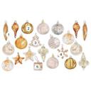 Cuadro ventana decoración árbol de Navidad blanco-oro (22 piezas)