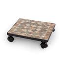 Support poterie avec roulettes en mosaïque - Carré 33x33 cm