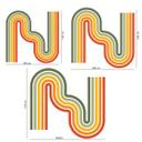 Wallsticker retro stribe form sæt (6 dele) | regnbuefarver