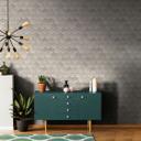 Papel pintado no tejido en gris 3D look escamas vintage usado look geométrico 