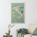 Cuadro de madera de viaje - Mapa de Italia - Rivers
