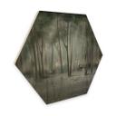 Houten Wanddecoratie wolkenbos aan het meer met reiger in het groen - Ms Tiff
