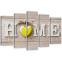 5 stykke lærred print Home House hjerte træ brædder