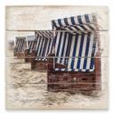 Cuadro de madera silla de playa en Norderney - 40x41,5 cm