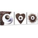 3 stykke lærredsprint, kaffebønnehjerte