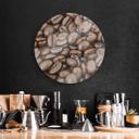 Tableau sur verre rond Arôme de café en grains 