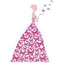 Sticker mural - Lady with Butterflies-rose fuchsia