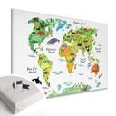 Tableau sur toile avec dos d'épingle - Carte du monde animale