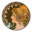 Plateau de table en verre - Mucha - La plume - Rond