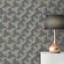 3D tapet pvc-fri - ikke-vævet tapet geometrisk af A.S. Création blå beige 385063