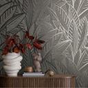 Papel pintado jungla con motivo de hojas negro gris - papel pintado no tejido moderno elegante y expresivo