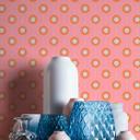 Retro look tapet med prikker orange pink - Ikke-vævet tapet med grafisk mønster - struktureret tapet med afskalning og klæbning