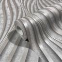 Papel pintado no tejido con rayas curvas brillantes Muestra gris