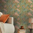 Papel pintado estampado con hojas y hierbas verde caqui - papel pintado tejido-no tejido jungla