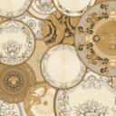 Versace ikke-vævet tapet Art De La Table Baroque Circles Medusa Meander Gold Cream