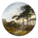 Tableau en verre - Voogd - Paysage italien avec pins parasols - Rond