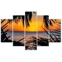 5 stykke lærredstryk Sea Palm Trees Sunset
