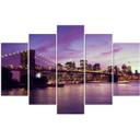 5 stykke lærredstryk, New York Manhattan Sunset