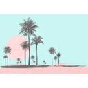 Livingwalls papier peint photo ARTist Miami Beach Sunrise avec palmiers marron, roses, turquoises