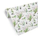 Tapet med mønster - illustrerede blomster - grøn