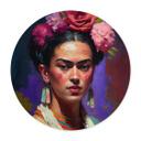 Póster Treechild - Retrato de Frida Kahlo - Redondo