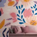 Fototapet blomster moderne lyserød farverig 3,75 x 2,50 m - ikke-vævet tapet med mønster