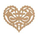 Decoración mural corazón - pájaro pareja amor - MDF naturaleza