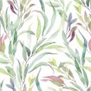 Papel pintado no tejido hojas naturaleza floral mate en blanco verde