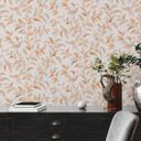 Papel pintado naranja hoja blanca - papel pintado no tejido floral - papel pintado salón dormitorio cocina