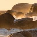 Maritimt fototapet strandkyst ved solopgang i Afrika - Hugonnard