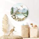 Tableau sur alu-Dibond rond Kikki Belle - Le monde des dinosaures 