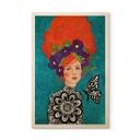 Cuadro de madera mariposa mujer con corona de flores - Hülya
