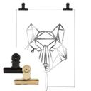 Plakat - Origami ulv - Sølveffekt