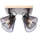 Spotbalken Tom, braun, 38 x 38 cm, Holz Deckenspots, dimmbar
