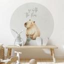 Wallsticker til børneværelset Capybara på rolle - Flow ordsprog - Rund