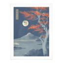 Póster Japón - Luna llena sobre la cumbre del Fuji-san - Roze