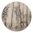 Cuadro de madera Talen - Bosque de abedules en blanco y negro - Redondo