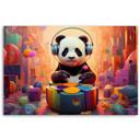 Canvasbillede, panda med hovedtelefoner