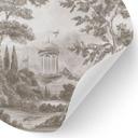 Muursticker landschap met tuin in beige - Ms Tiff - Rond