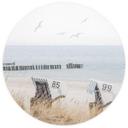 Fototapet med strand og havudsigt - rundt - vliesetapet/selvklæbende non-woven tapet