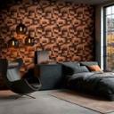 Ikke-vævet tapet Damian Refined Dimensions 3D Geometric Brown Metallic - tapettekstur gang