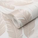 Papel pintado no tejido sin PVC con motivo de hojas en beige